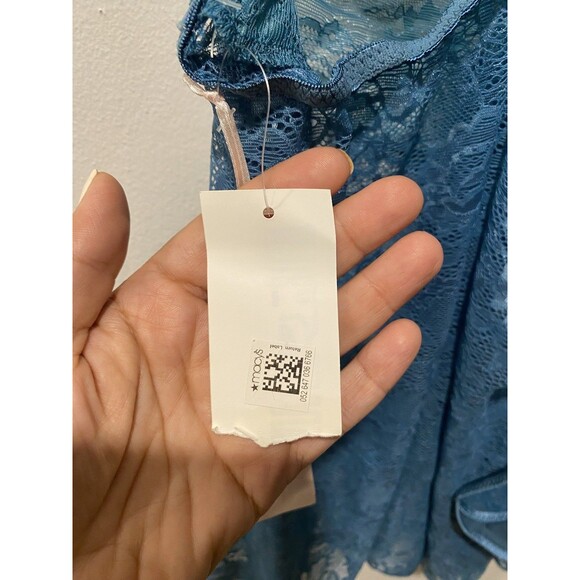 Y2K Linea Donatella Womens Lace Babydoll & Thong Lingerie Set, Deep Teal Sz S - Picture 8 of 11